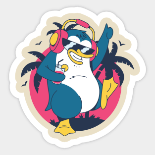 Dancing Tropical Penguin Sticker
